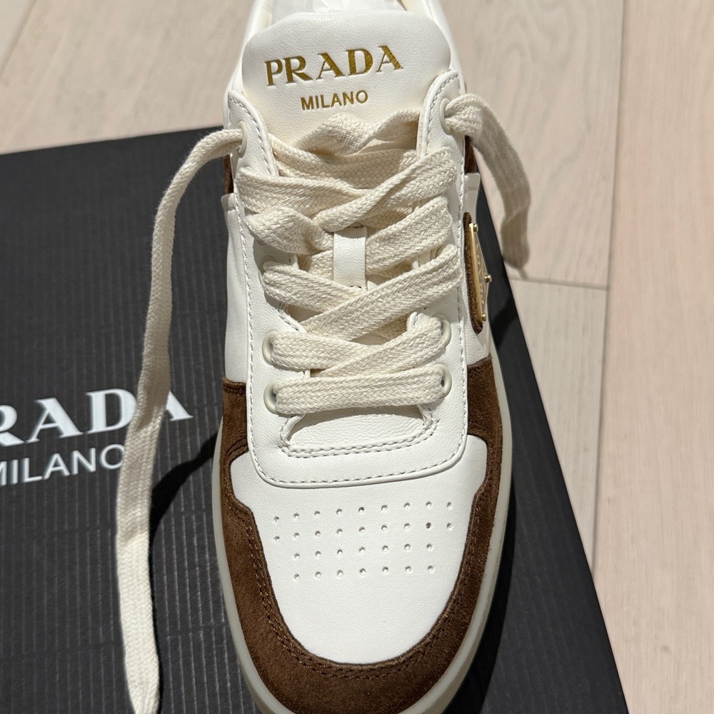 Prada Women’s White and Brown Platform Sneakers - Picture 3 of 5